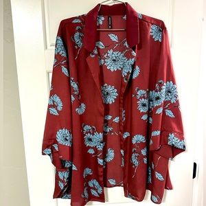 Beautiful maroon and blue unique floral flowy lightweight blazer